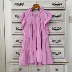 Vici Pink Ruffle Tiered Swing Top